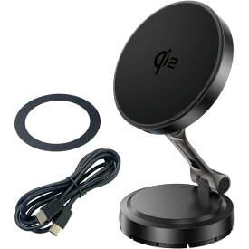 マグホールドスマホ充電ホルダーQi2/DB貼付 カー用品 MagSafe リング付き コードレス 急速充電 充電器 粘着テープ 最大15W 曲面 ダッシュボード D669 セイワ