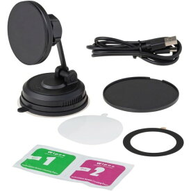 マグネットワイヤレス充電ホルダー カー用品 車内 超強力 ワンタッチ 15W 高速充電 ゲル吸盤 MagSafe 金属リング付き ブラック 充電器 EC-260 星光産業