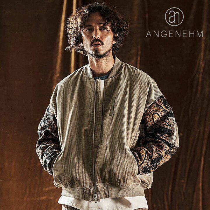 楽天市場】ANGENEHM アンゲネーム Mixed Fabric Bomber Jacket メンズ 