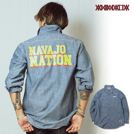 30％OFF SALE セール ANIMALIA アニマリア CHAMBRAY L/S SHIRTS -NAVAJO NATION- メンズ シャツ 送料無料