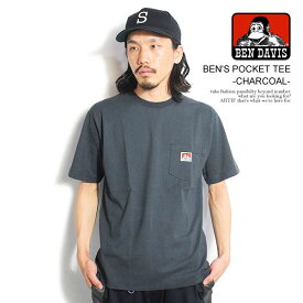 BEN DAVIS ベンデイビス BEN'S POCKET TEE -CHARCOAL- メンズ Tシャツ 半袖 半袖Tシャツ 定番 ポケットTシャツ ストリート