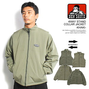 40��OFF SALE �Z�[�� BEN DAVIS �x���f�C�r�X 4WAY STAND COLLAR JACKET -KHAKI- �����Y �W���P�b�g �X�^���h�J���[�W���P�b�g ���o�[�V�u�� �������� �X�g���[�g
