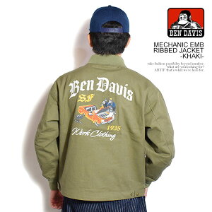 BEN DAVIS �x���f�C�r�X MECHANIC EMB RIBBED JACKET -KHAKI- �����Y �W���P�b�g ���[�N�W���P�b�g �h�J �_�b�N�W���P�b�g �������� �X�g���[�g
