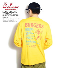 COOKMAN クックマン LONG SLEEVE T-SHIRTS BURGERS MENU -GOLD- メンズ Tシャツ 長袖 長袖Tシャツ ロンT おしゃれ かっこいい カジュアル ファッション ストリート トップス メンズ　レディース　男女兼用 tシャツ