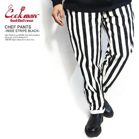COOKMAN クックマン CHEF PANTS -WIDE STRIPE BLACK- メンズ パンツ シェフパンツ イージーパンツ 32869 おしゃれ かっこいい カジュアル ファッション cookman