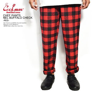 COOKMAN �N�b�N�}�� CHEF PANTS NEL BUFFALO CHECK -RED- 231-93878 �����Y �p���c �V�F�t�p���c �C�[�W�[�p���c �X�g���[�g ������� ���������� �J�W���A�� �t�@�b�V���� cookman