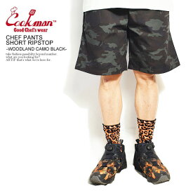 COOKMAN クックマン CHEF PANTS SHORT RIPSTOP -WOODLAND CAMO BLACK- メンズ ショートパンツ ショーツ ハーフパンツ パンツ シェフパンツ イージーパンツ 送料無料 ストリート おしゃれ かっこいい カジュアル ファッション cookman