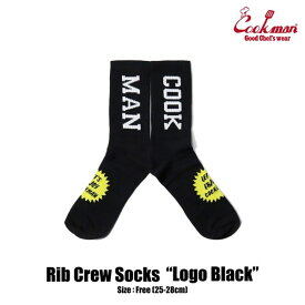 COOKMAN クックマン RIB CREW SOCKS LOGO BLACK メンズ ソックス 靴下 ハイソックス ストリート