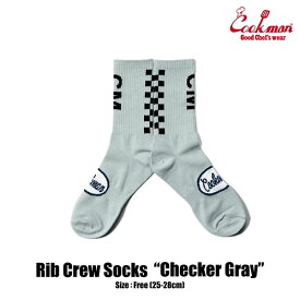 COOKMAN クックマン RIB CREW SOCKS CHECKER GRAY メンズ ソックス 靴下 ハイソックス ストリート