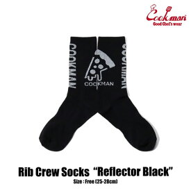 COOKMAN クックマン RIB CREW SOCKS REFLECTOR BLACK メンズ ソックス 靴下 ハイソックス ストリート