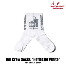 COOKMAN クックマン RIB CREW SOCKS REFLECTOR WHITE メンズ ソックス 靴下 ハイソックス ストリート