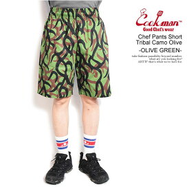 COOKMAN クックマン Chef Pants Short Tribal Camo Olive -OLIVE GREEN- メンズ ショートパンツ ショーツ パンツ シェフパンツ ストリート
