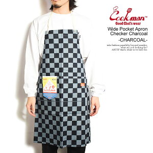 COOKMAN �N�b�N�}�� Wide Pocket Apron Checker Charcoal -CHARCOAL- �����Y �G�v���� �����O�G�v���� �L�b�`���p�i �X�g���[�g