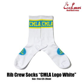 COOKMAN クックマン Rib Crew Socks CMLA logo White メンズ ソックス 靴下 ハイソックス ストリート