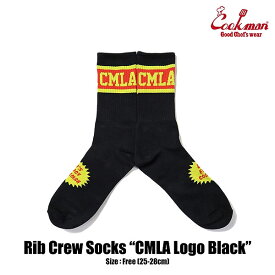 COOKMAN クックマン Rib Crew Socks CMLA logo Black メンズ ソックス 靴下 ハイソックス ストリート
