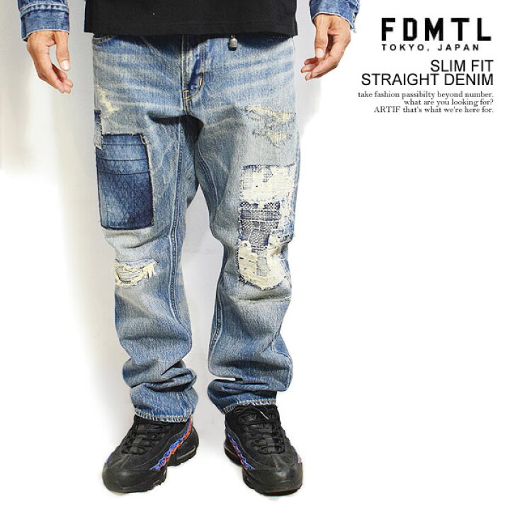 FDMTL ダメージ加工 デニムSlim Fit Straight