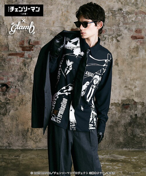 glamb×劇場版『チェンソーマン レゼ篇』glamb グラム Aki & Angel Devil Shirt アキアンドエンジェルデビルシャツ メンズ シャツ コラボ 送料無料