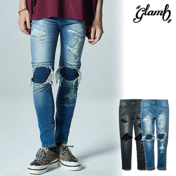 楽天市場】glamb グラム Damaged Biker Skinny Denim ダメージ 
