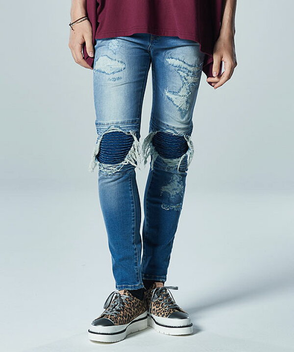 楽天市場】40％OFF SALE セール glamb グラム Damaged Biker Skinny 