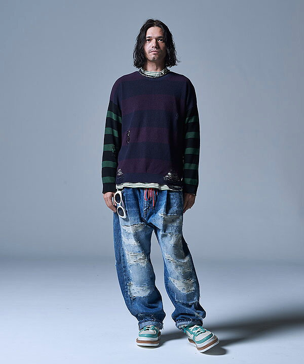 楽天市場】30％OFF SALE セール glamb グラム Heavy Damage Wide Denim 