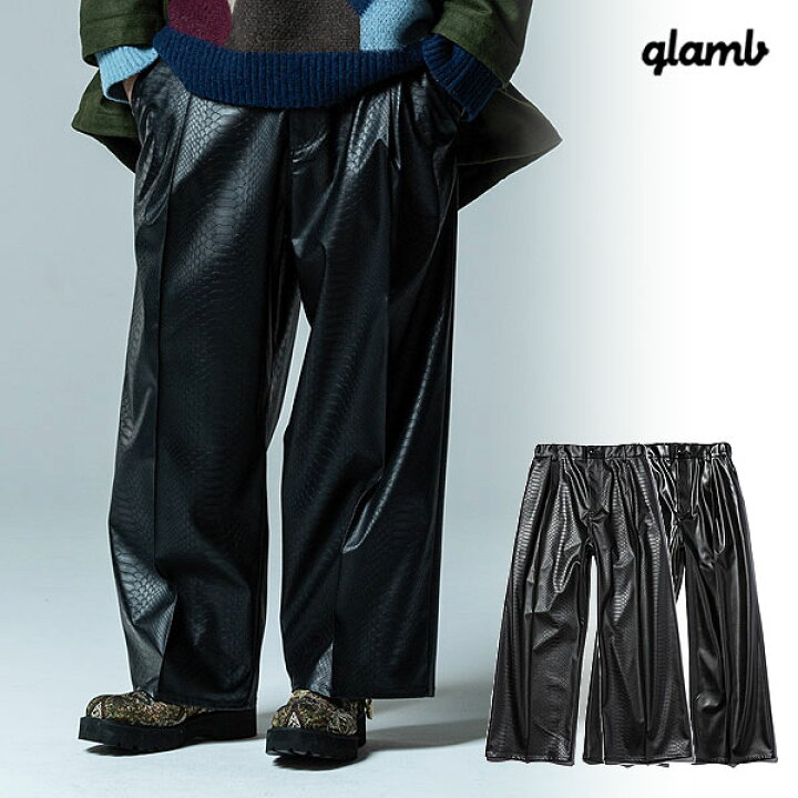 楽天市場】glamb グラム Synth Leather Baggy Slacks シンセレザー 