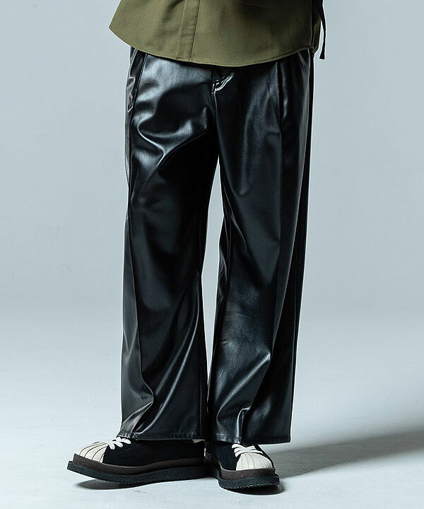 楽天市場】glamb グラム Synth Leather Baggy Slacks シンセレザー 