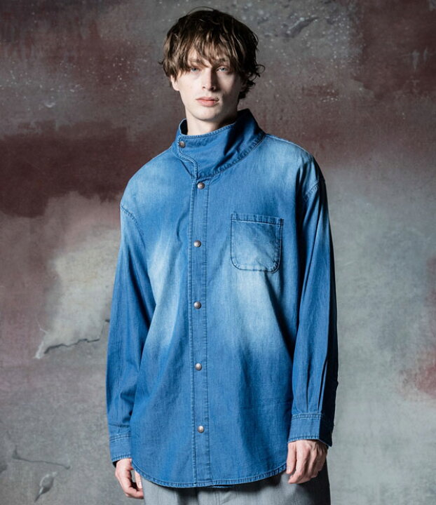 楽天市場】glamb グラム High Neck Denim Shirt ハイネックデニム  