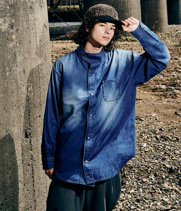 楽天市場】glamb グラム High Neck Denim Shirt ハイネックデニム 