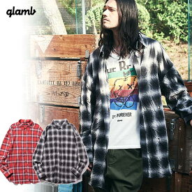 30％OFF SALE セール glamb グラム Damaged check shirt ダメージチェックシャツ メンズ シャツ 送料無料 ストリート