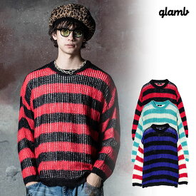 2024 秋 先行予約 9月下旬〜10月上旬入荷予定 glamb グラム Mesh Border Knit メッシュボーダーニット ニット 送料無料 キャンセル不可