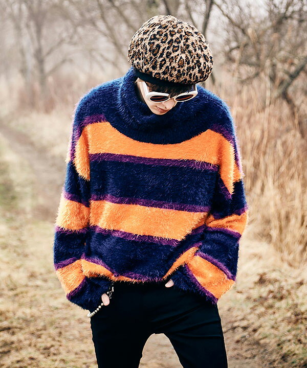 楽天市場】glamb グラム Turtle Neck Border Knit タートルネック 