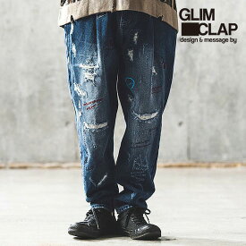 GLIMCLAP グリムクラップ Embroidery-sprinkled design soft balloon silhouette denim pants メンズ パンツ 送料無料