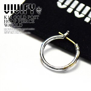 VIVIFY rrt@C K18 GOLD POST HOOP PIERCE W/GOLD Y ANZT[ sAX t[vsAX nhCh Vv  