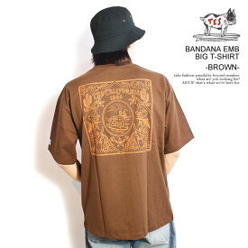 The Endless Summer エンドレスサマー TES BANDANA EMB BIG T-SHIRT -BROWN- メンズ Tシャツ 半袖 TES ビッグTシャツ 送料無料 ストリート