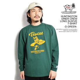 The Endless Summer エンドレスサマー TES HUNTINGTON DINER CREW LONG SLEEVE T-SHIRT -D.GREEN- メンズ Tシャツ 長袖 ロンT 送料無料 ストリート