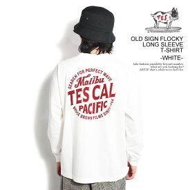 The Endless Summer エンドレスサマー TES OLD SIGN FLOCKY LONG SLEEVE T-SHIRT -WHITE- メンズ Tシャツ 長袖 ロンT 送料無料 ストリート