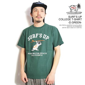 The Endless Summer エンドレスサマー SURF'S UP COLLEGE T-SHIRT -D.GREEN- メンズ Tシャツ 半袖 TES USコットン 送料無料 ストリート