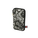 アクセサリーケース 携帯用 リングホルダー付きジュエリーポーチ クラシック・モノトーン 2WP-CM736 レース柄 黒 artisan artist