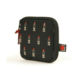 アクセサリーケース 携帯用 リングホルダー付きジュエリーポーチ ヴァリアント・ルージュ リップ柄 黒 XWP-LI735 artisan&artist