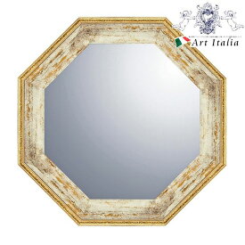 《12/15まで★ポイント10倍》 ヨーロピアン ヴィンテージ八角ミラー Sサイズ(ホワイトゴールド) インテリア雑貨 インテリア小物 コスメ雑貨 鏡 卓上ミラー 壁掛けミラー