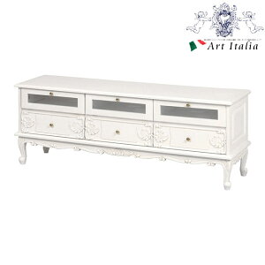 ハロウィンSALE【クーポンで9%OFF】 ヴィオレッタ リビングボード 幅153.5 アンティークホワイト アンティーク調 輸入家具 収納家具 姫系 ヨーロピアン 白家具 かわいい おしゃれ フレンチカン