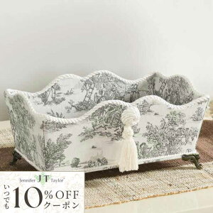 10%OFFクーポン配布! Jennifer Taylor ジェニファーテイラー 脚付き小物入れ Toile de Jouy トワル ド ジュイ ロココ調 アンティーク調 ヨーロピアン クラシック インテリア ファブリック 布 布張り