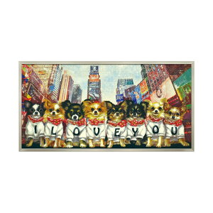 ハロウィンSALE【クーポンで9%OFF】 絵画 ハンドペイント アートパネル キャンバス アンティーク 犬 オイル ペイント アート 幅103cm ロココ調 アンティーク調 姫系 ヨーロピアン アイラブユー