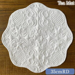�s�|�C���g10�{�I6/11�܂Łt white quilt �z���C�g�L���g �e�B�[�}�b�g 35cmRD �L���g �t�@�u���b�N �z �����`�����}�b�g ���R�R�� �P�n �A���e�B�[�N�� ���[���s�A��