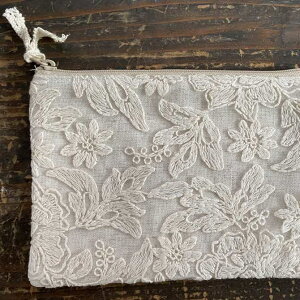 ハロウィンSALE【クーポンで10%OFF】 レース ポーチ ボタニカル刺繍ポーチ レース生地 12×18cm レース刺繍 花刺繍 botany race ボタニーレース A1 フラットポーチS花刺繍 ヨーロピアン おしゃれ エレ