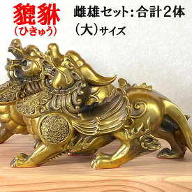 【本日ポイントアップ】ヒキュウ 2体セット 翼 大サイズ 銅 貔貅 ひきゅう 雌雄 風水 置物 風水グッズ 開運 金運 商売繁盛 ギャンブル 宝くじ 開運祈願 金運祈願 龍 置物 龍の置物