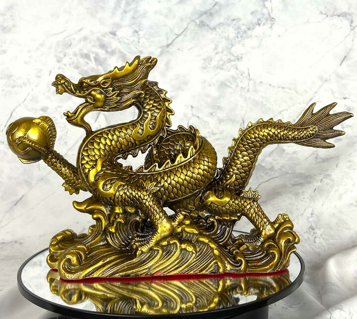 楽天市場】龍神 宝玉 如意宝珠 宝 玉 銅 金 風水 5本爪 置物 開運 恋愛 