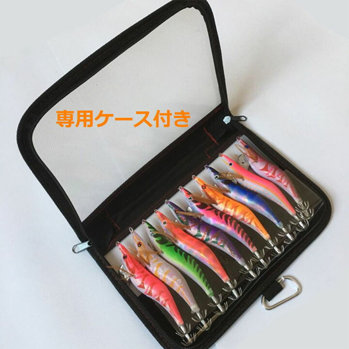 楽天市場 エギング 10本 エギケース イカ釣り エギ 2 5 3 0 3 5号 釣り 仕掛け ルアー 釣具 夜光 ルアー 疑似餌 烏賊 アートライズ