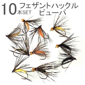 10本セット フェザントハックルピューパ (#10 #12) ニンフ バーブレス│バーブド フライフィッシング フライ 完成フライ