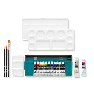 ターナー色彩 ポスターカラー プライムセット 13MPE1 プラ軸筆入 マゼンタ入 【 中学校 高校 絵具 絵の具セット 】